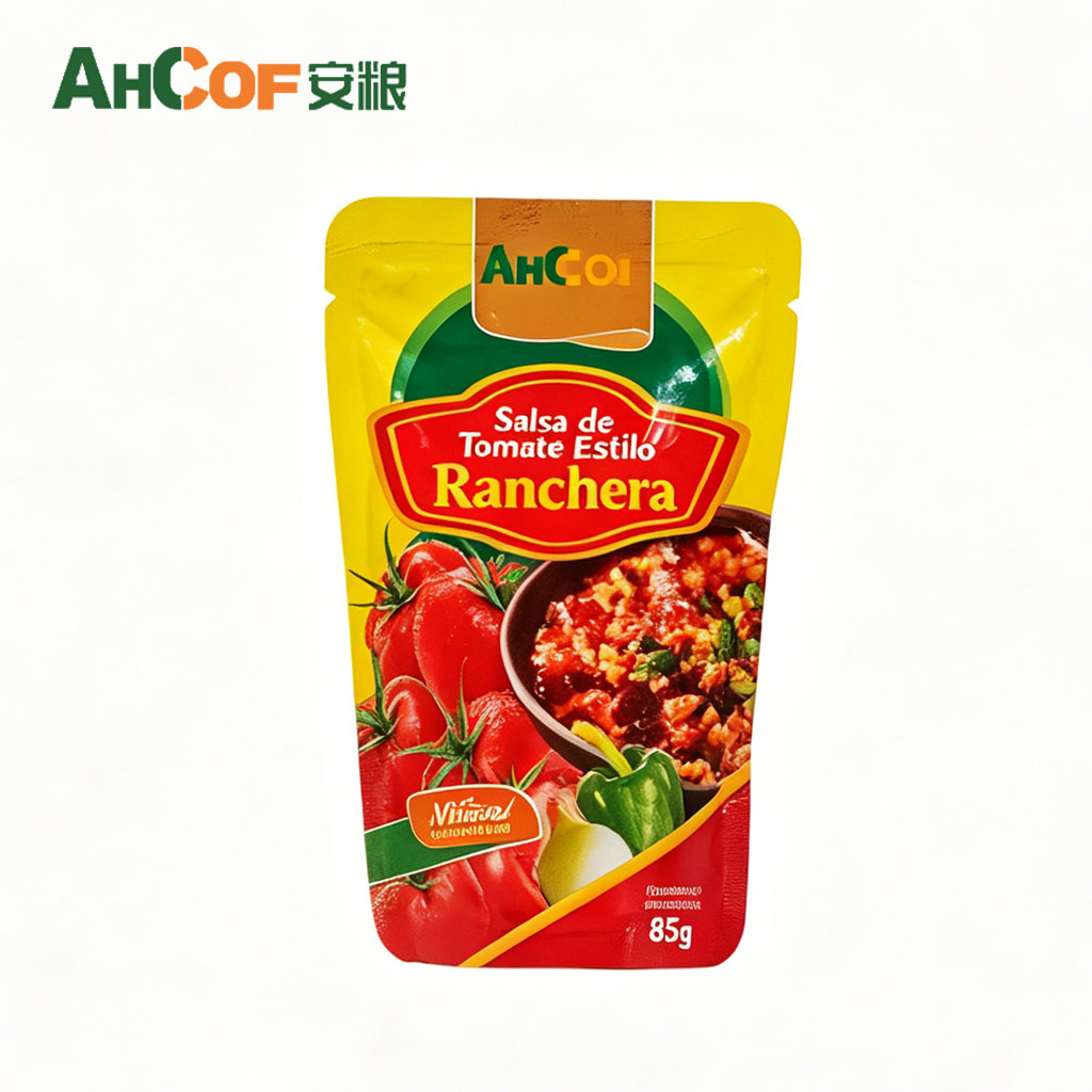 Bustina da 85 g di salsa di pomodoro stile Ranchera per cucina e ristorazione.